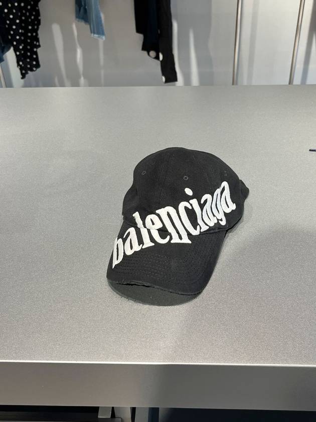 Luxury Balenciaga  diagonal logo ball cap black