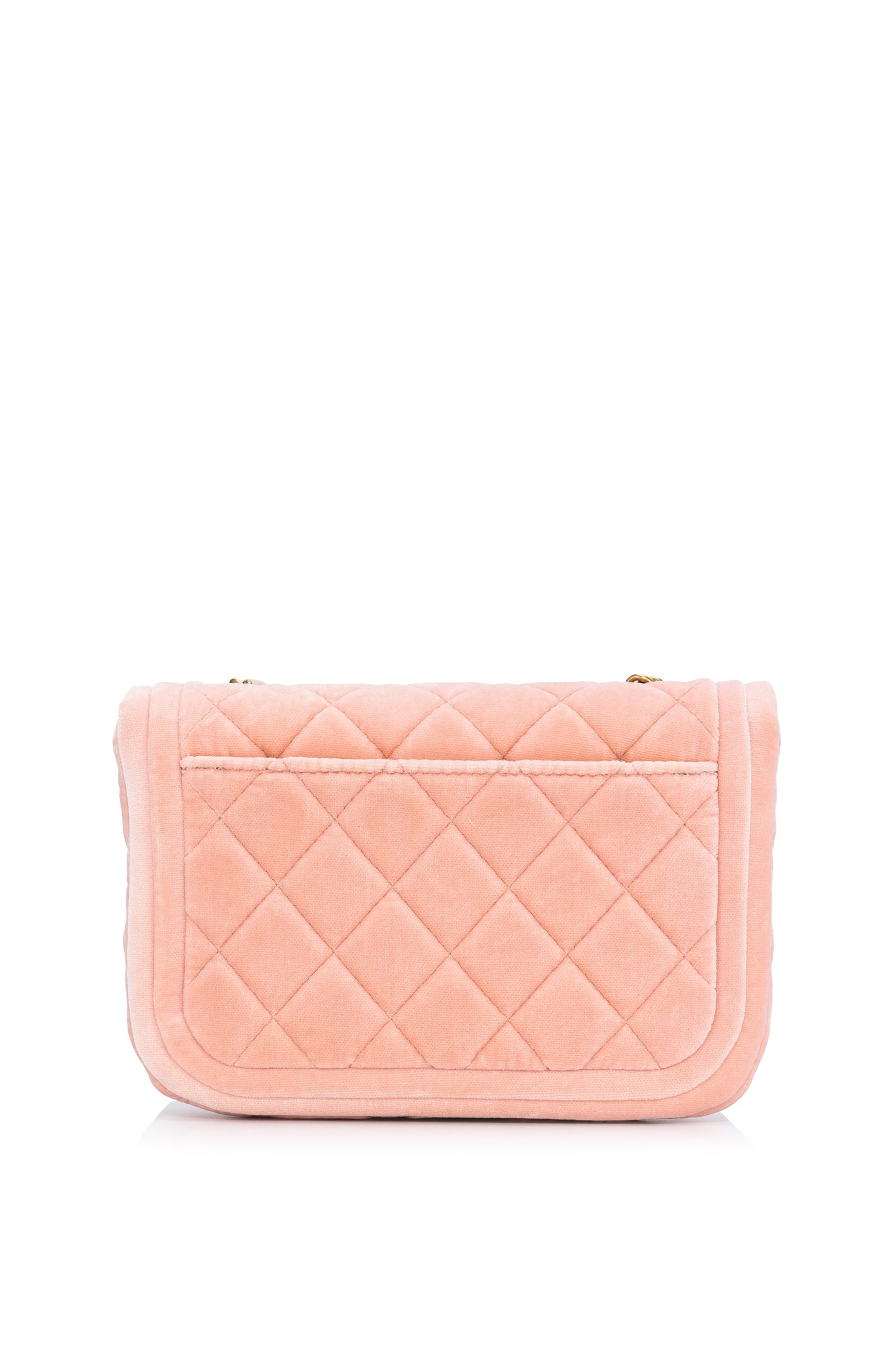 Seasonal CC Mini Pink Shoulder Bag in Velvet, Gold hardware