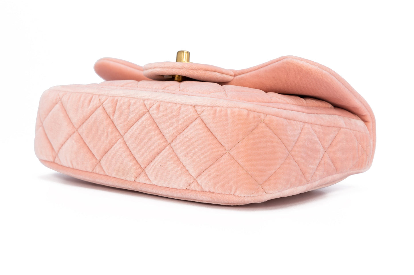 Seasonal CC Mini Pink Shoulder Bag in Velvet, Gold hardware