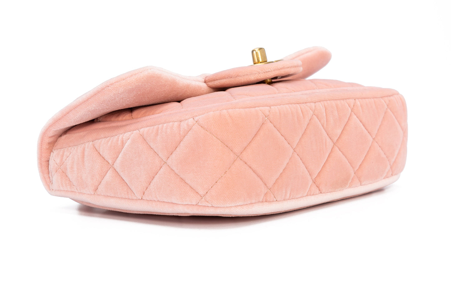 Seasonal CC Mini Pink Shoulder Bag in Velvet, Gold hardware
