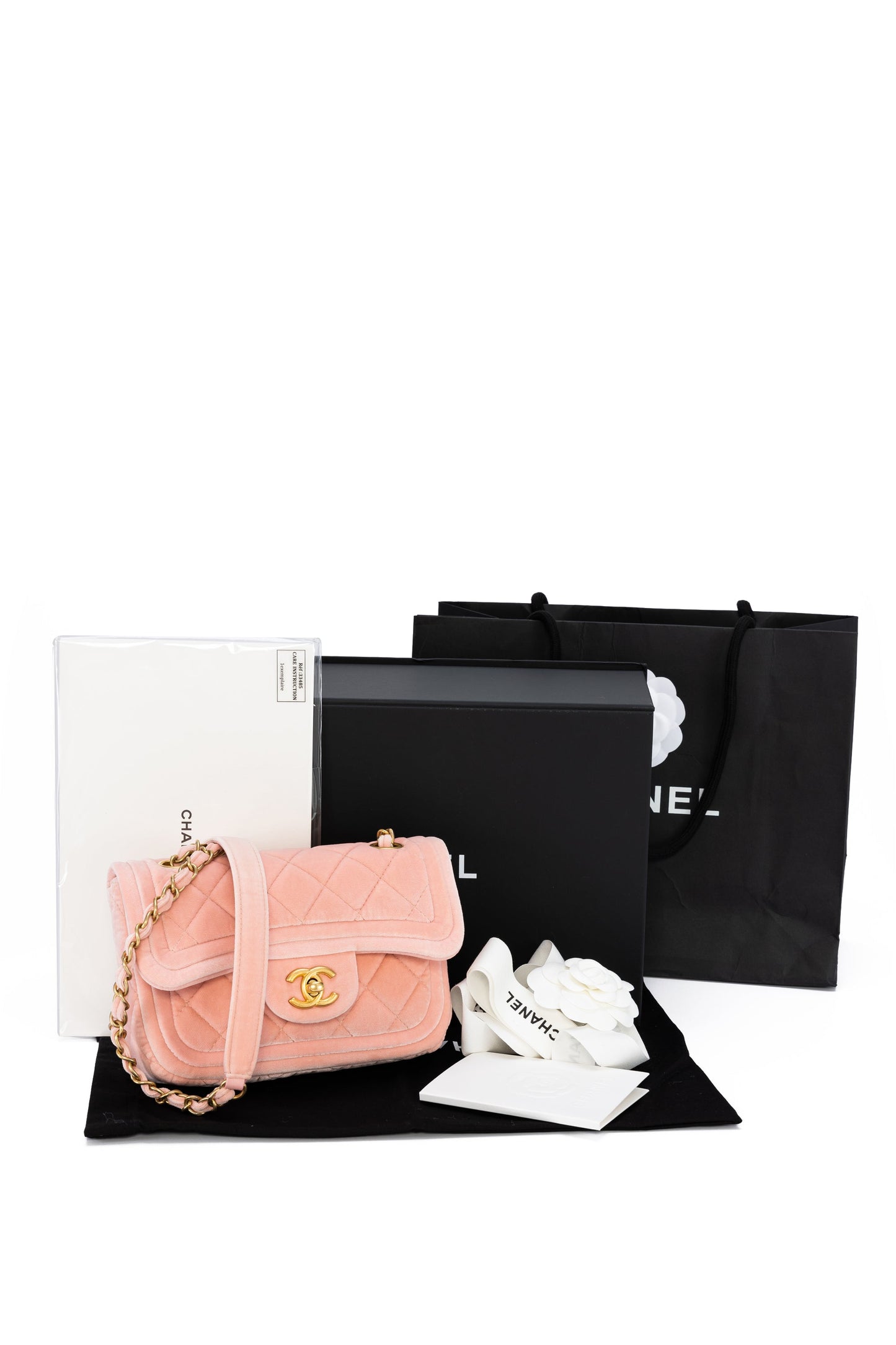 Seasonal CC Mini Pink Shoulder Bag in Velvet, Gold hardware