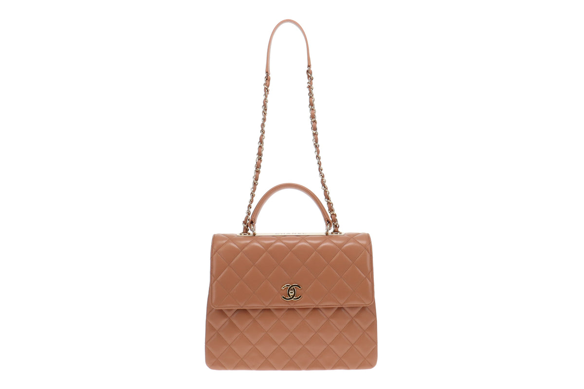 Chanel Nude Beige Leather Large Trendy CC Top Handle Bag 2016/17