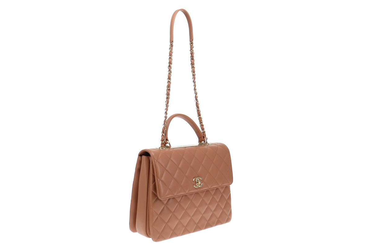 Chanel Nude Beige Leather Large Trendy CC Top Handle Bag 2016/17