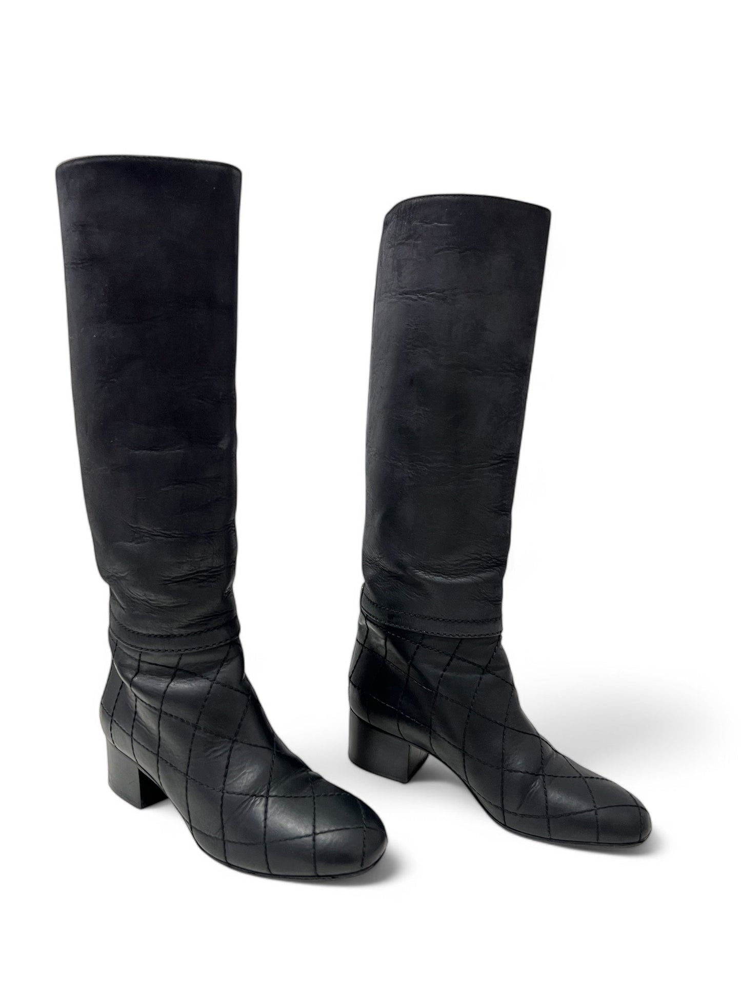 Chanel - Bottes avec surpiqûres T.38
