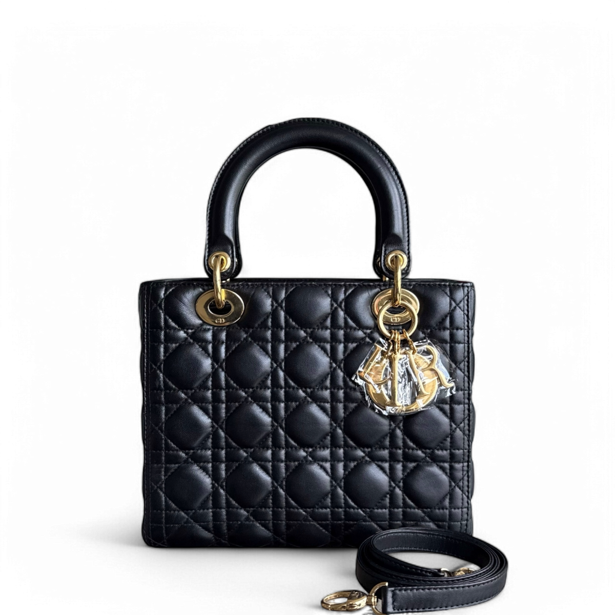 Dior Lady Medium - Cannage Lambskin Black Gold Hardware