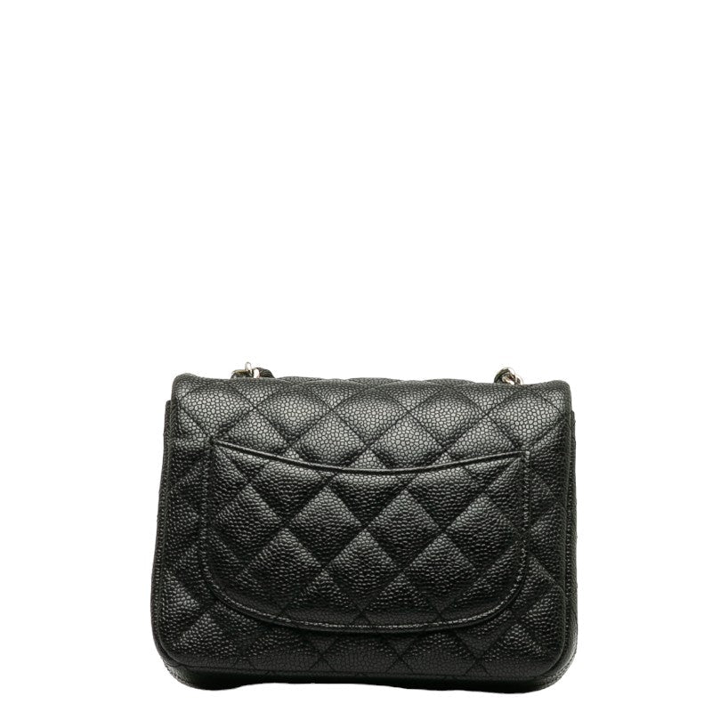 Chanel Mini Mattress Chain houlder Bag Black Silver Caviar S  Chanel