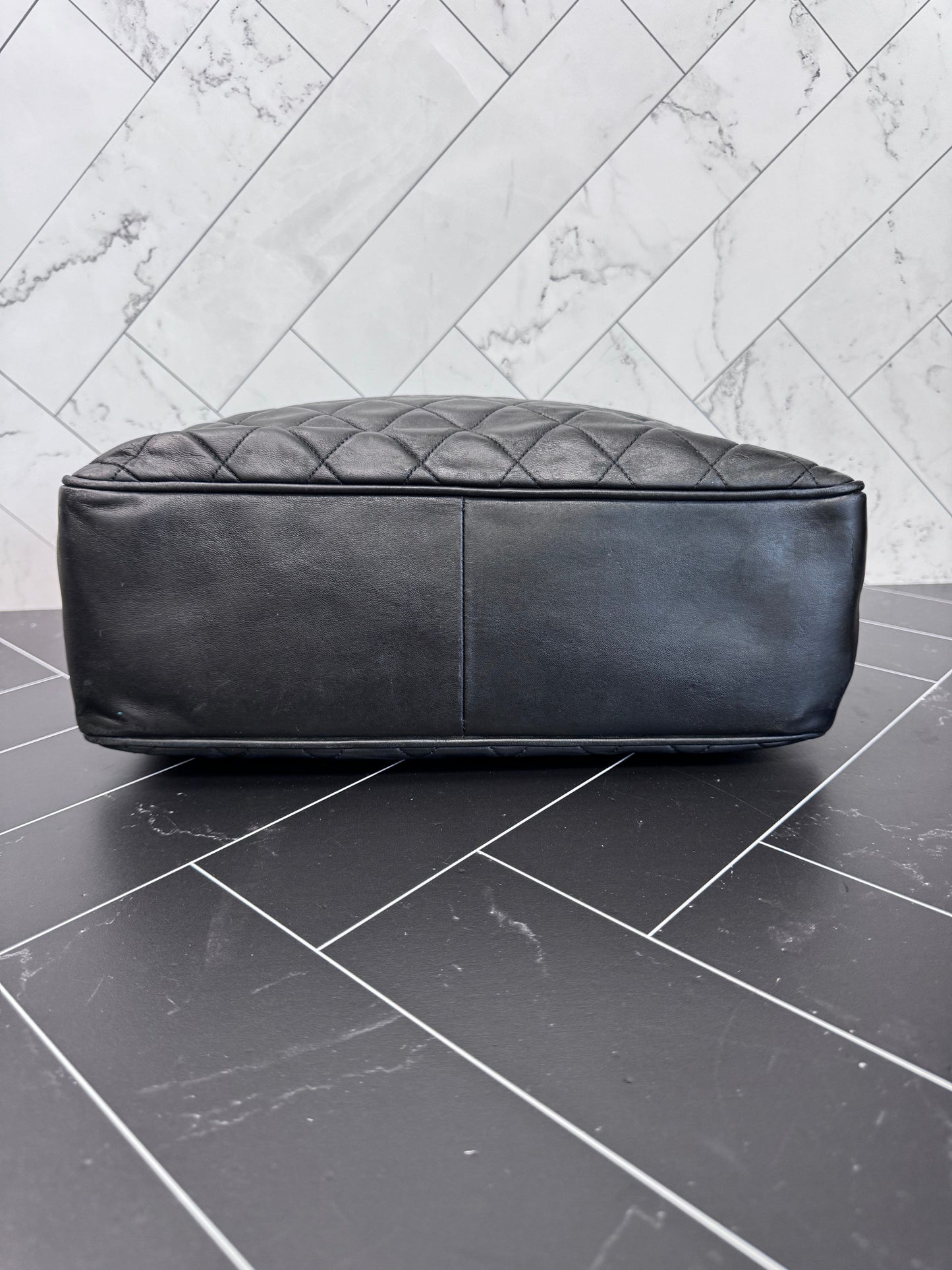 Chanel Vintage Black Lambskin Shopping Tote