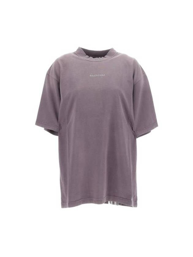 Luxury Balenciaga  Logo Print Short Sleeve T-Shirt Purple