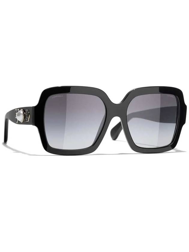 Eyewear Logo Square Horned Rim Sunglasses Black Chanel