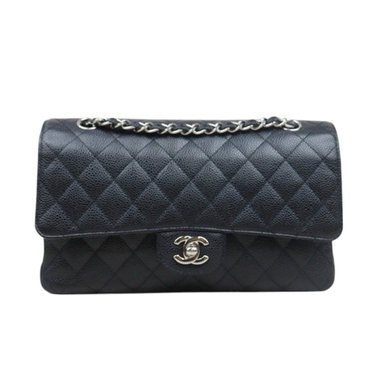 Very Good ( Rank A) ｜ CHANEL Caviar Skin Matrasse Double Flap 25 Shoulder Bag Black Made In 2009-2010 Year  ｜W24120604