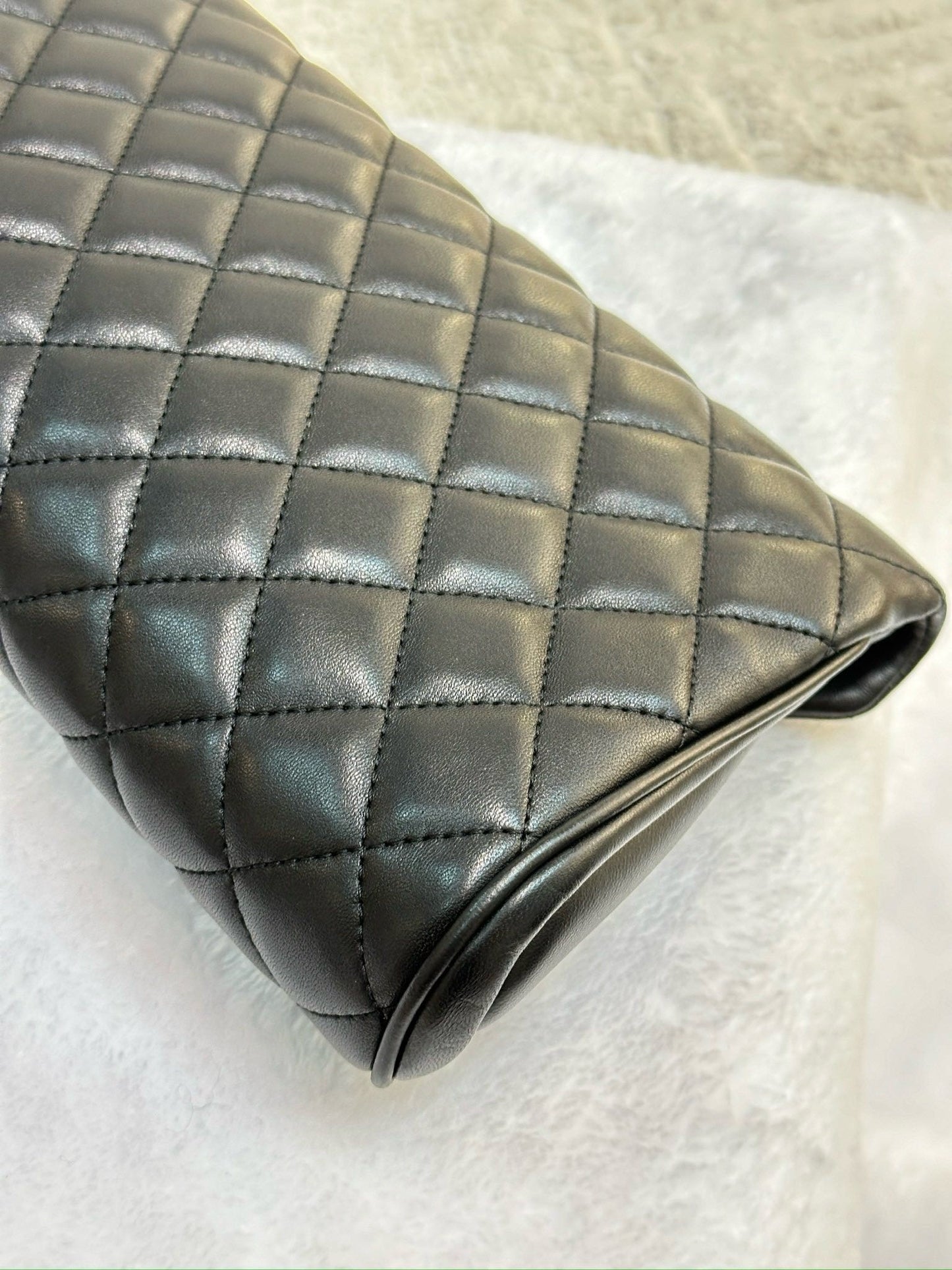 Chanel Lambskin Quilted Fold Up Again Clutch Black