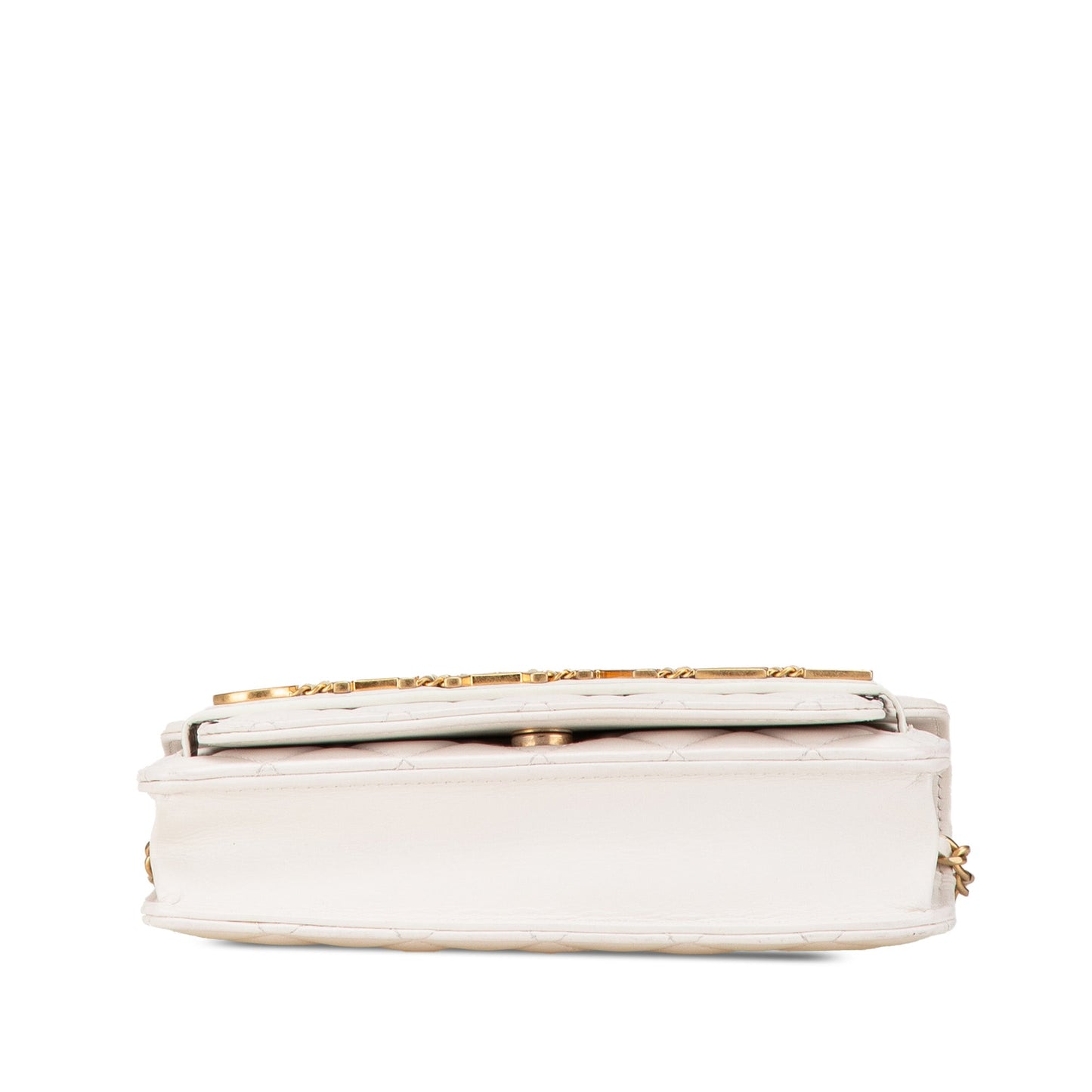 White Chanel Calfskin Enchained Flap Wallet on Chain Crossbody Bag