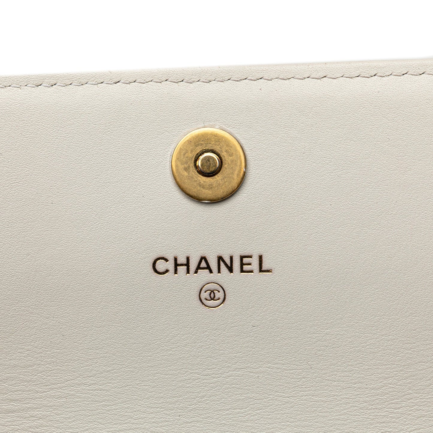 White Chanel Calfskin Enchained Flap Wallet on Chain Crossbody Bag