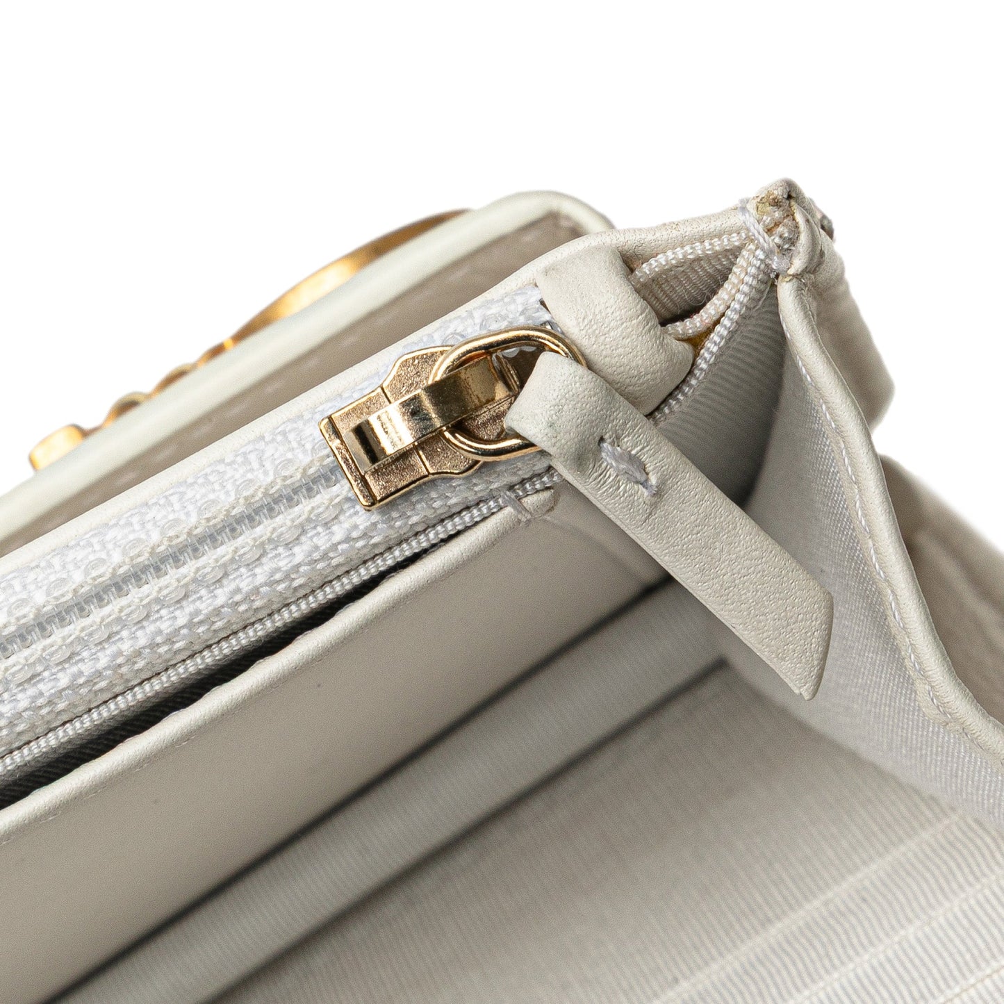White Chanel Calfskin Enchained Flap Wallet on Chain Crossbody Bag