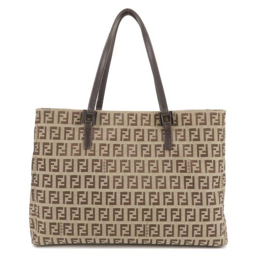 FENDI Zucchino Canvas Leather Hand Bag Beige Brown 8BH072