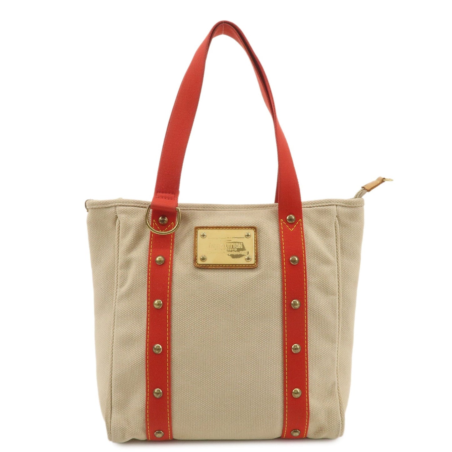 Louis Vuitton Antigua Cabas MM Tote Bag Hand Bag Red M40035