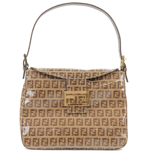 FENDI Zucchino Vinyl Mamma Baguette Shoulder Bag Beige Brown 26325