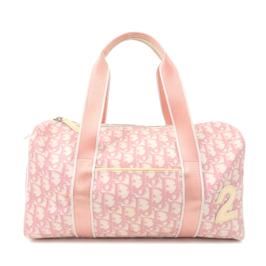 Christian Dior Trotter PVC Enamel Boston Bag Hand Bag Pink