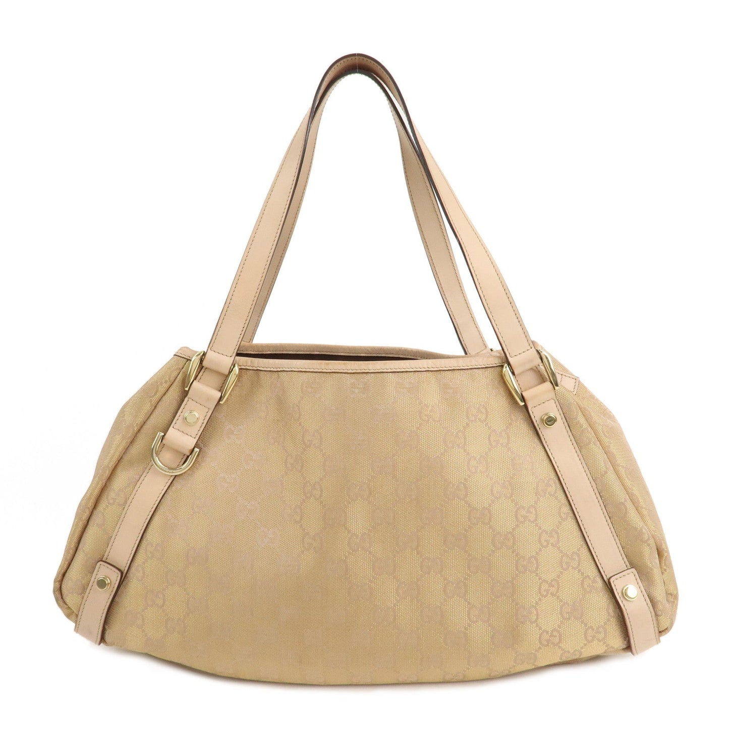 GUCCI Abbey GG Canvas Leather Tote Bag Pink Beige