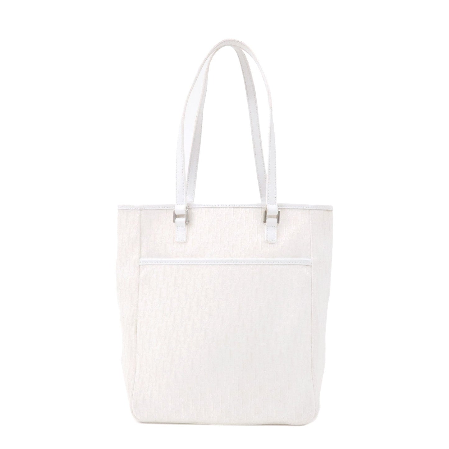 Christian Dior Trotter Canvas Leather Tote Bag White