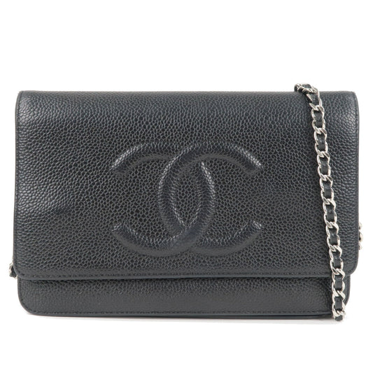 Chanel Coco Mark Caviar Skin Chain Wallet Shoulder Bag A48654
