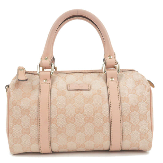 GUCCI GG Crystal Leather Boston Bag Hand Bag Pink 193604
