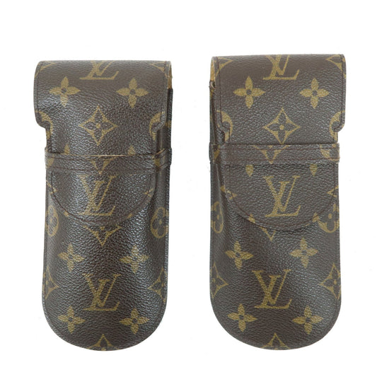 Louis Vuitton Monogram Set of 2 etui a lunettes lavel Glasses Case