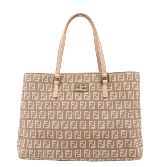 FENDI Zucchino Canvas Leather Hand Bag Pink Beige 8BH132