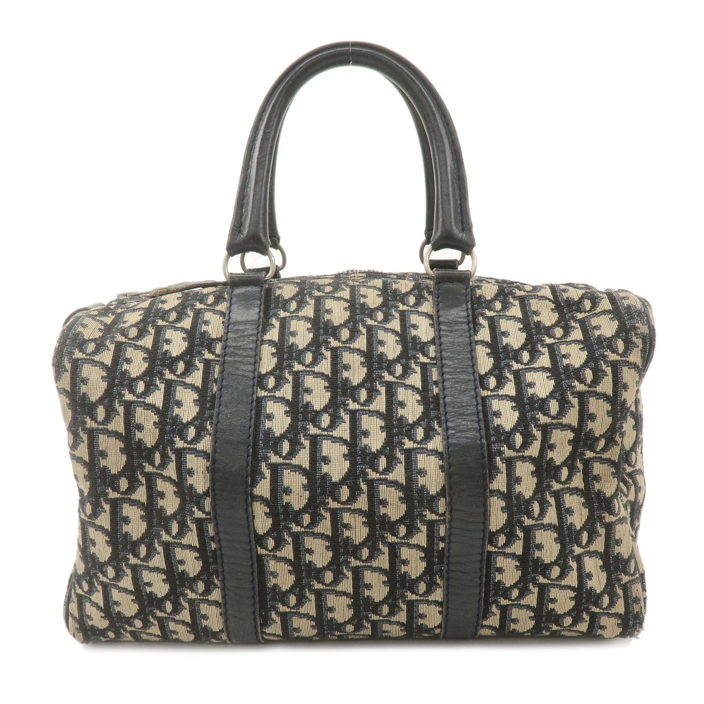 Christian Dior Trotter Canvas Leather Boston Bag Navy
