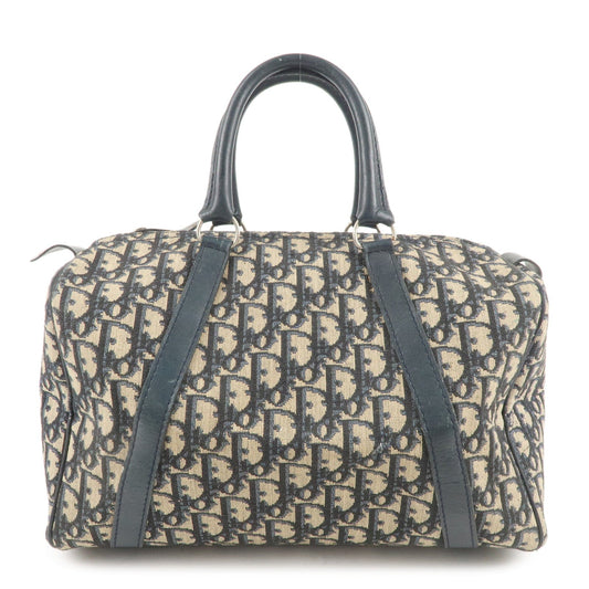 Christian Dior Trotter Canvas Leather Boston Bag Navy