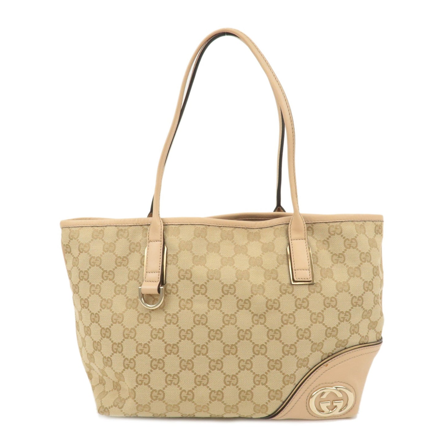 GUCCI Abbey Interlocking G GG Canvas Leather Tote Bag