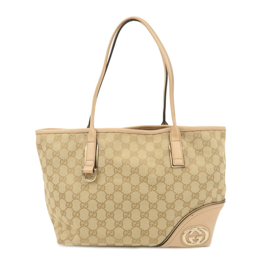 GUCCI Abbey Interlocking G GG Canvas Leather Tote Bag