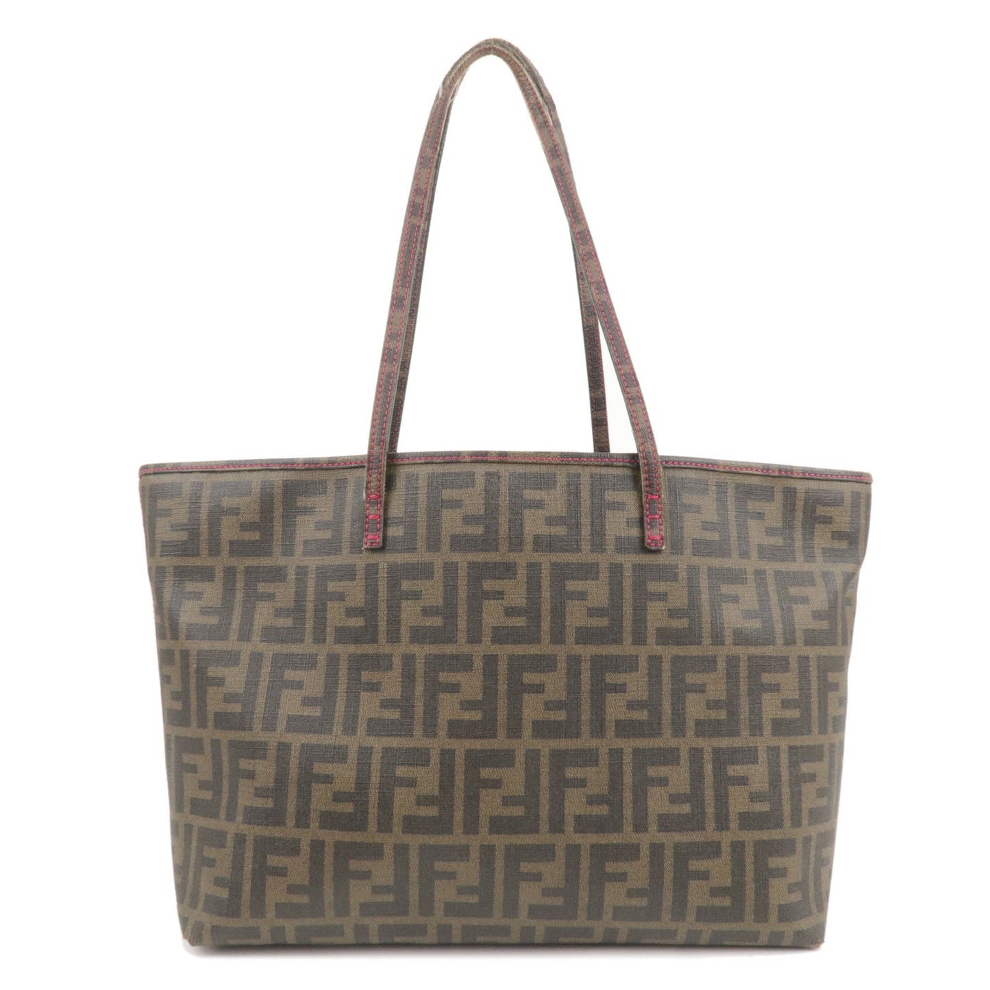 FENDI Zucca Logo Print PVC Leather Tote Bag Khaki 8BH198