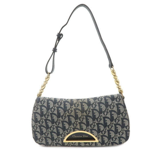 Christian Dior Trotter Maris Pearl Canvas Leather Bag Navy