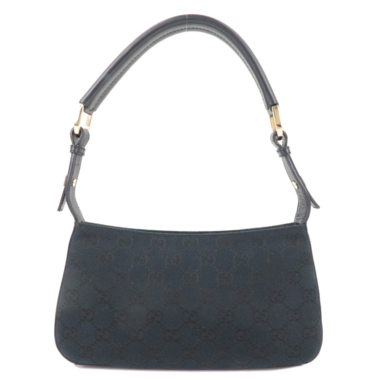 GUCCI GG Canvas Leather Shoulder Bag Black 001.4285
