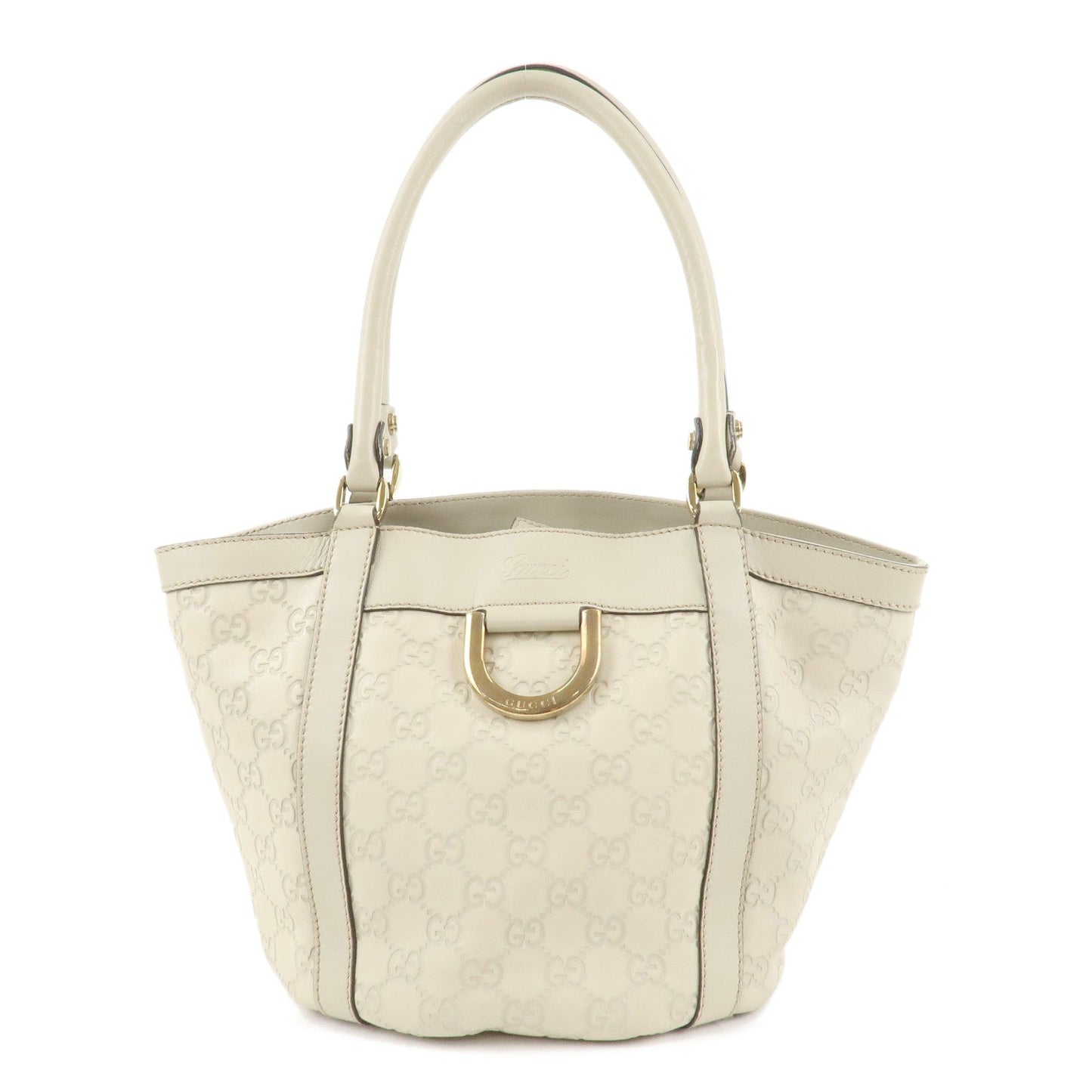 GUCCI Abbey GG Canvas Leather Shoulder Bag Ivory
