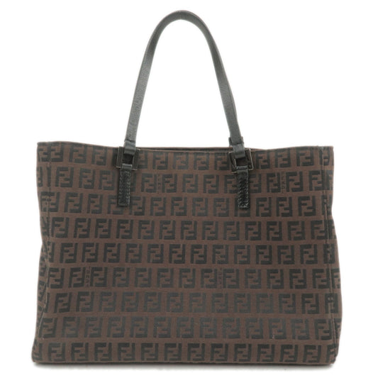 FENDI Zucchino Canvas Leather Hand Bag Mini Bag Brown 8BH018