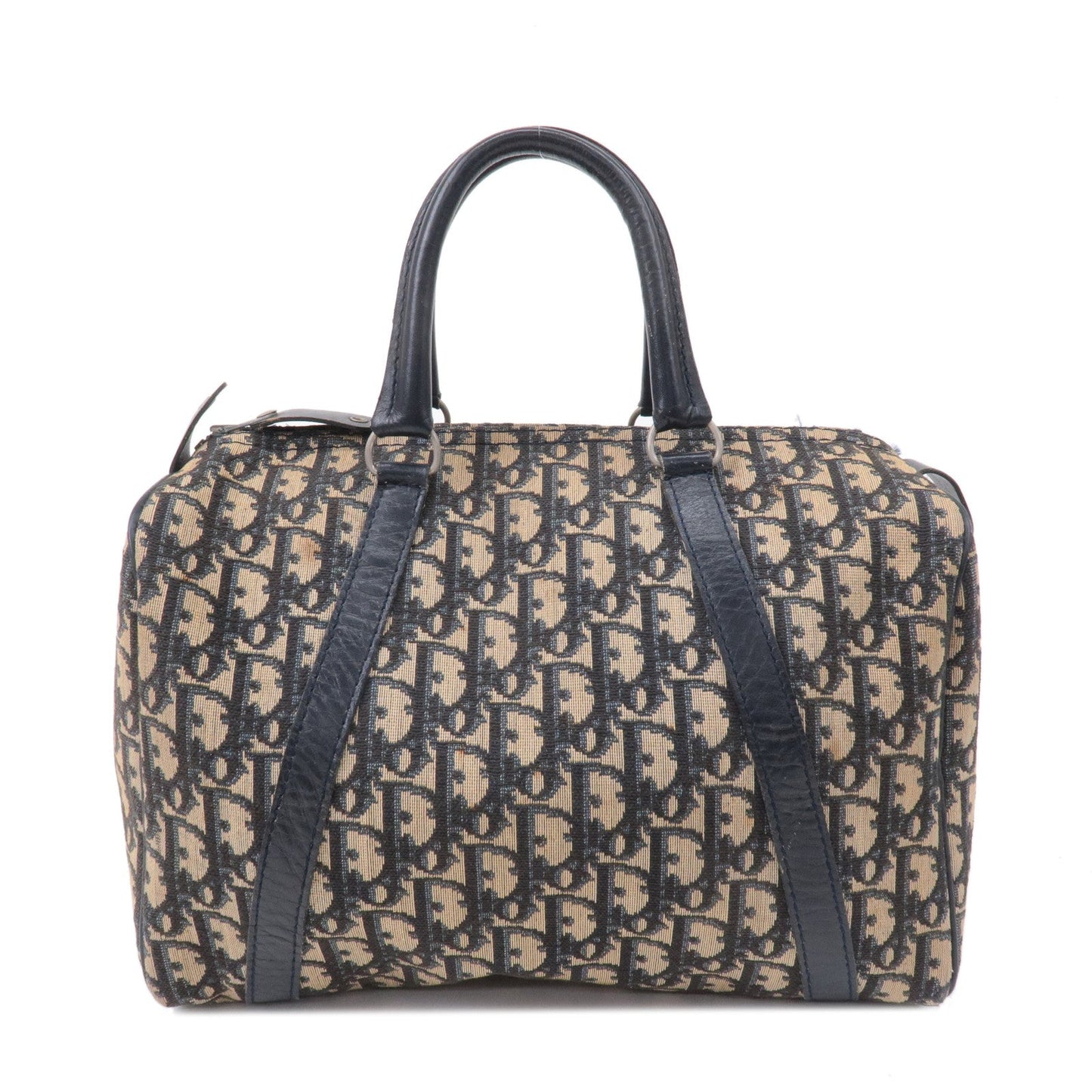 Christian Dior Trotter Canvas Leather Boston Bag Navy