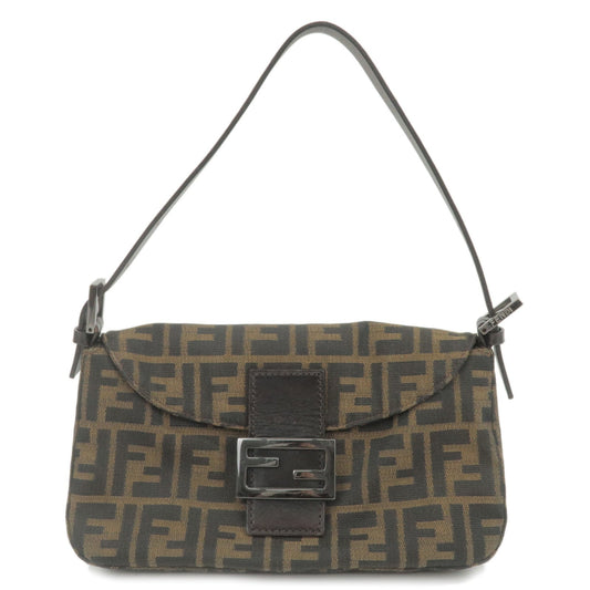 FENDI Zucca Mamma Baguette Canvas Leather Brown Black 8BR003