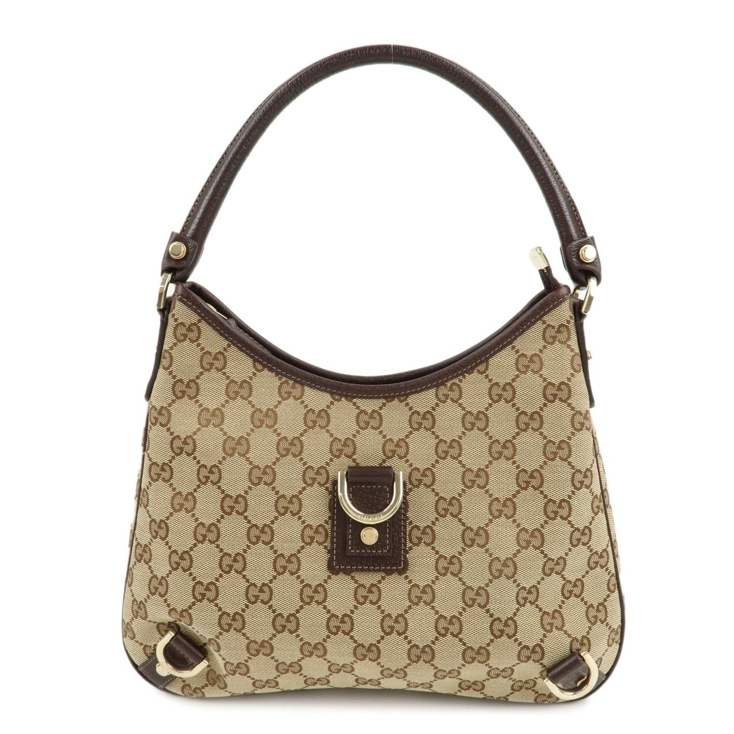 GUCCI Abbey GG Canvas Leather Shoulder Bag Beige Brown 130738