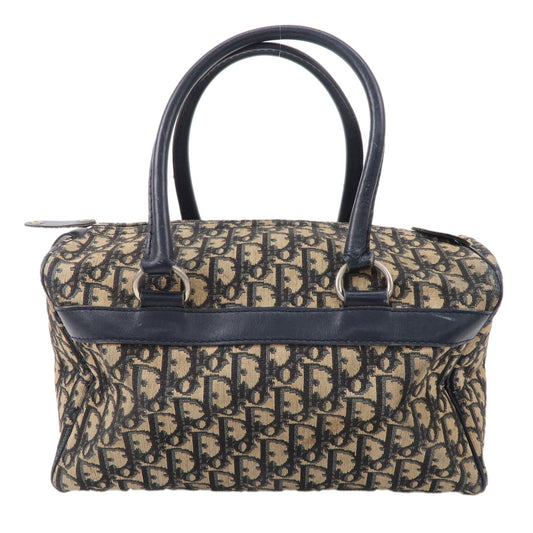 Christian Dior Trotter Canvas Leather Boston Bag Navy