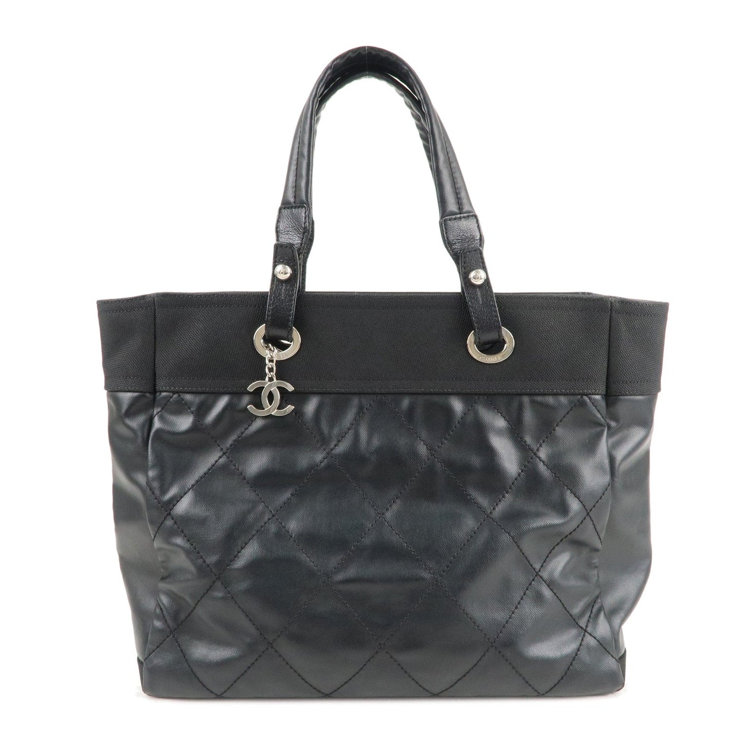Chanel Paris Biarritz MM Coated Canvas Leather Tote Bag A