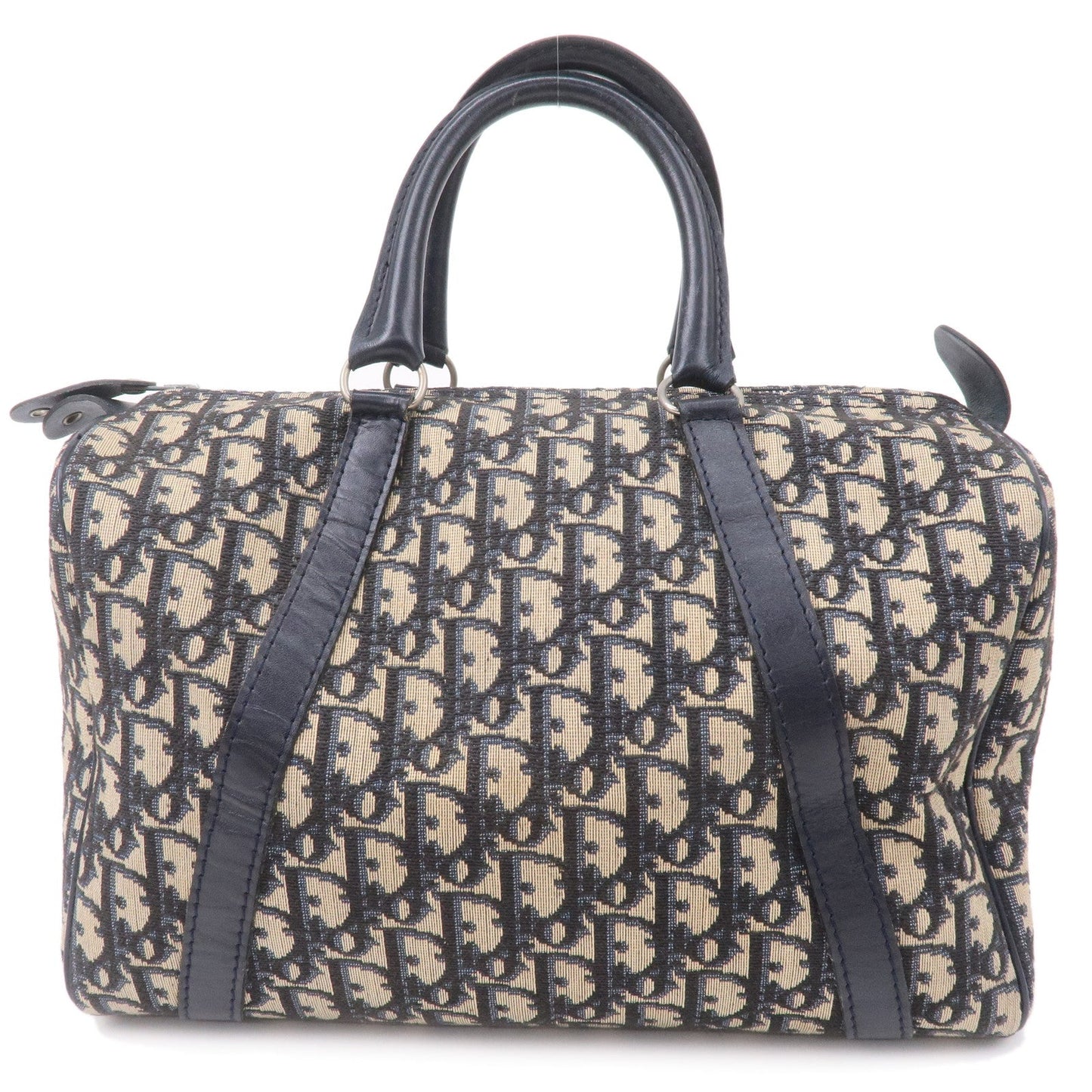 Christian Dior Trotter Canvas Leather Boston Bag Navy