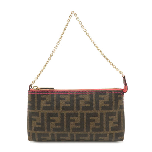 FENDI Zucca Print PVC Accessory Pouch Bag Brown Black Pink 8BR592