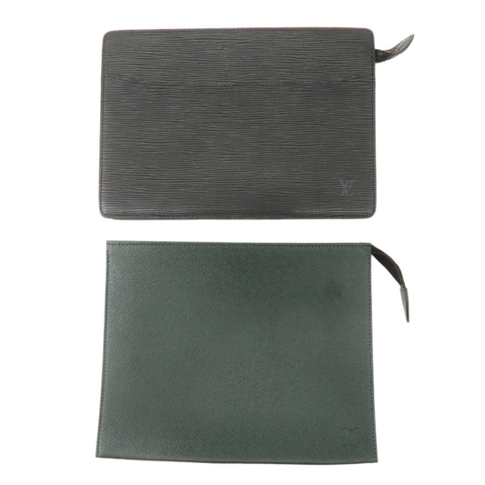 Louis Vuitton Epi Taiga Set of 2 Cluch Bag Green Black M52522