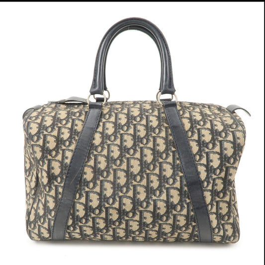 Christian Dior Trotter Canvas Leather Boston Bag Navy