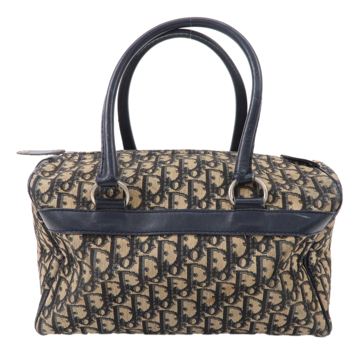 Christian Dior Trotter Canvas Leather Boston Bag Navy