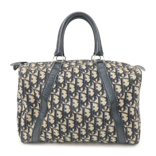 Christian Dior Trotter Canvas Leather Boston Bag Navy