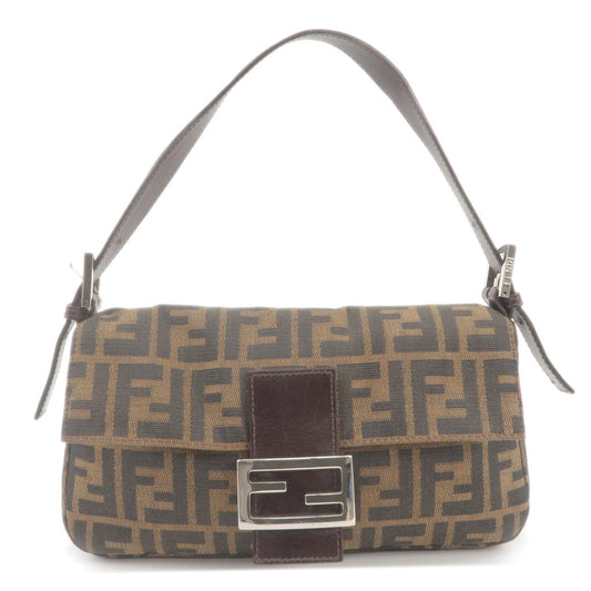 FENDI Zucca Mamma Baguette Canvas Leather Hand Bag 26424