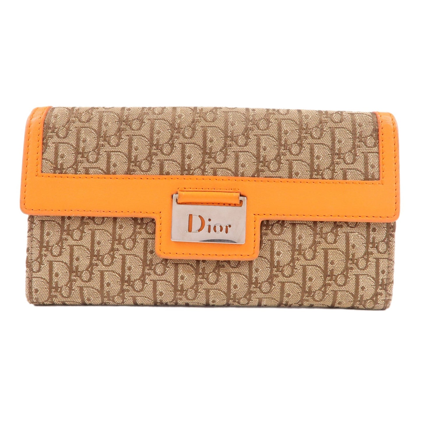 Christian Dior Trotter Canvas Leather W Hook Long Wallet